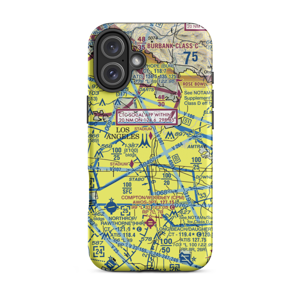 Los Angeles City Hall East Heliport (59L) VFR Sectional  Tough iPhone Case iPhone 16 Plus model shown