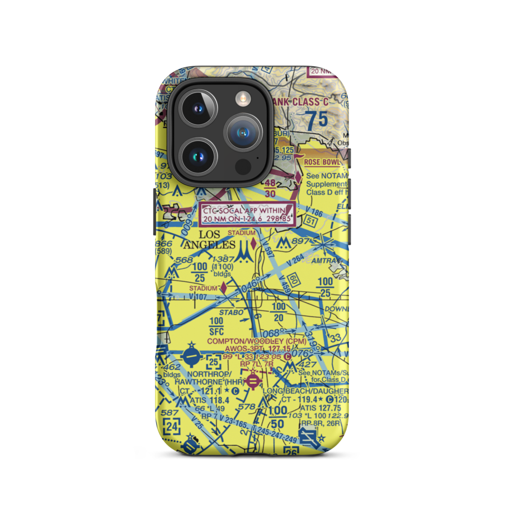Los Angeles City Hall East Heliport (59L) VFR Sectional  Tough iPhone Case iPhone 16 Pro model shown