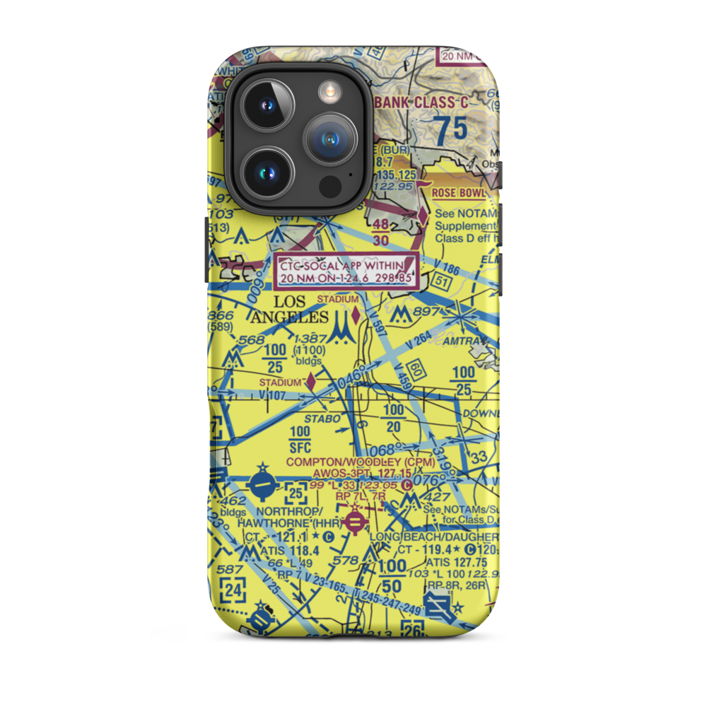Los Angeles City Hall East Heliport (59L) VFR Sectional  Tough iPhone Case iPhone 16 Pro Max model shown