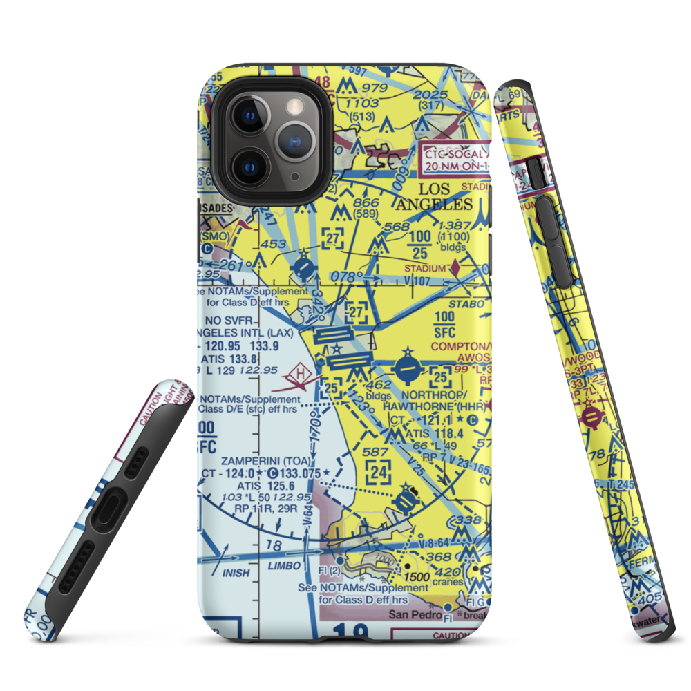 Los Angeles International Airport (LAX) VFR Sectional  Tough iPhone Case iPhone 11 Pro Max model shown