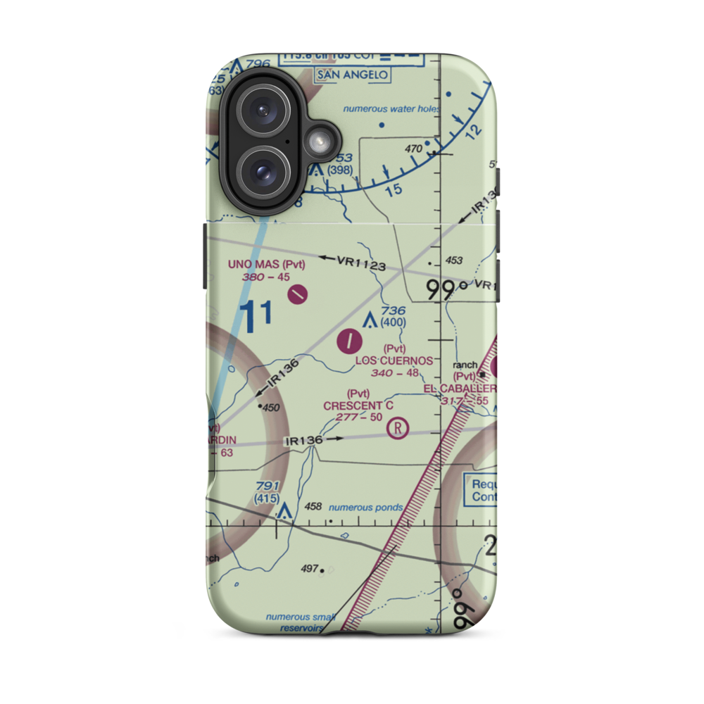 Los Cuernos Ranch Airport (XA08) VFR Sectional  Tough iPhone Case iPhone 16 Plus model shown