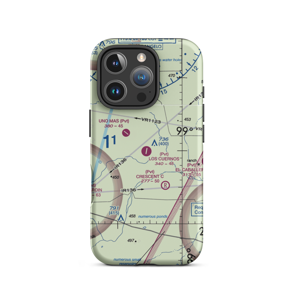 Los Cuernos Ranch Airport (XA08) VFR Sectional  Tough iPhone Case iPhone 16 Pro model shown