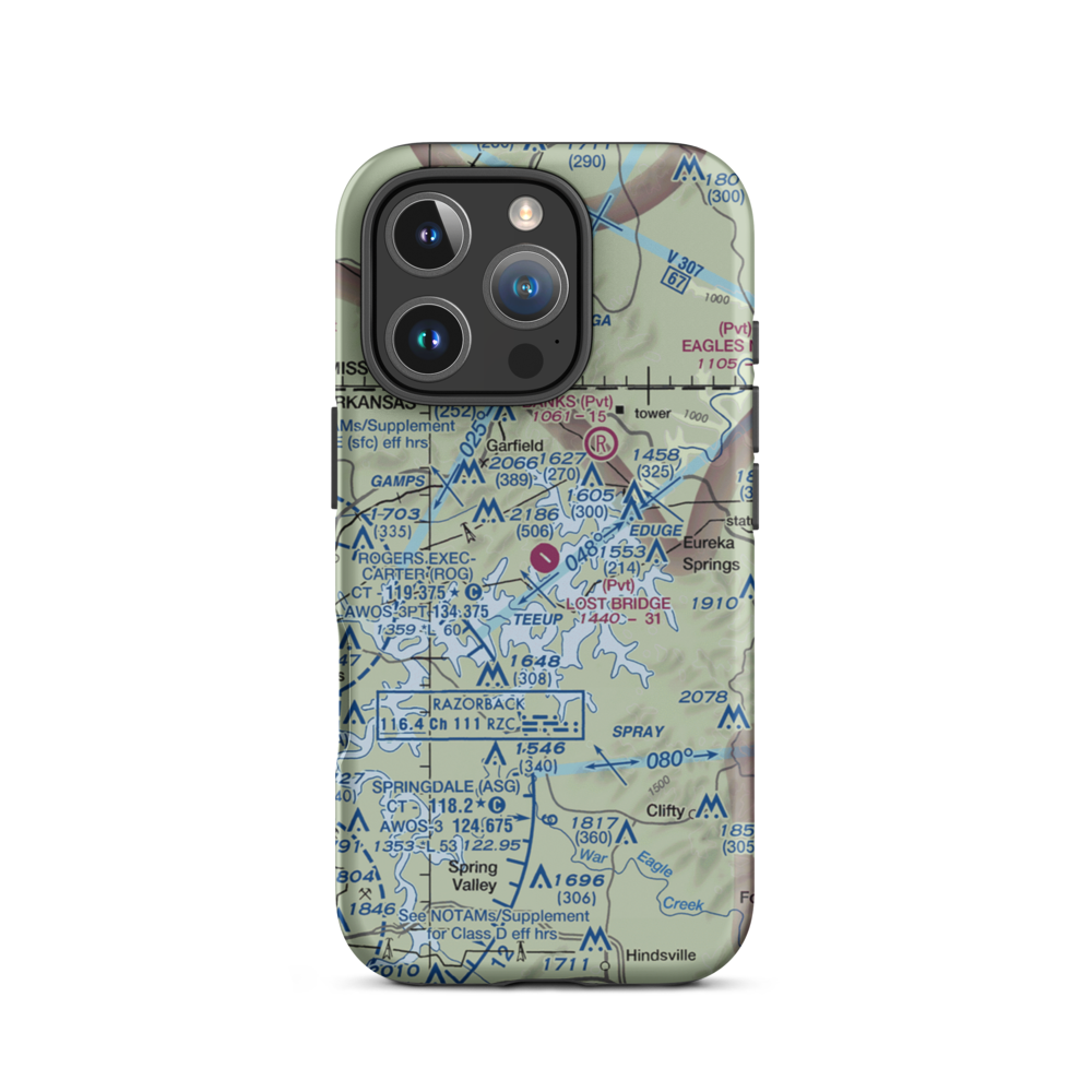 Lost Bridge Village Airport (40AR) VFR Sectional  Tough iPhone Case iPhone 16 Pro model shown