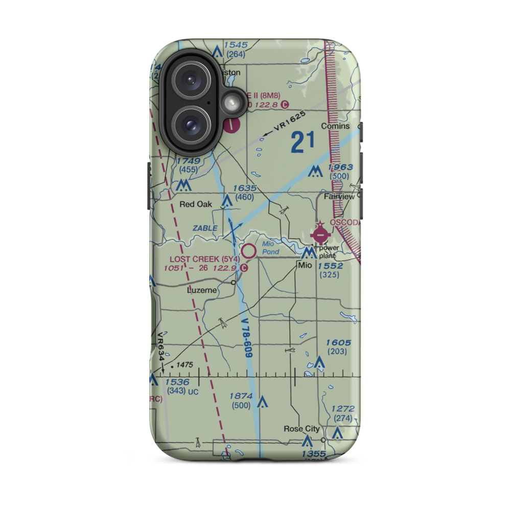 Lost Creek Airport (5Y4) VFR Sectional  Tough iPhone Case iPhone 16 Plus model shown