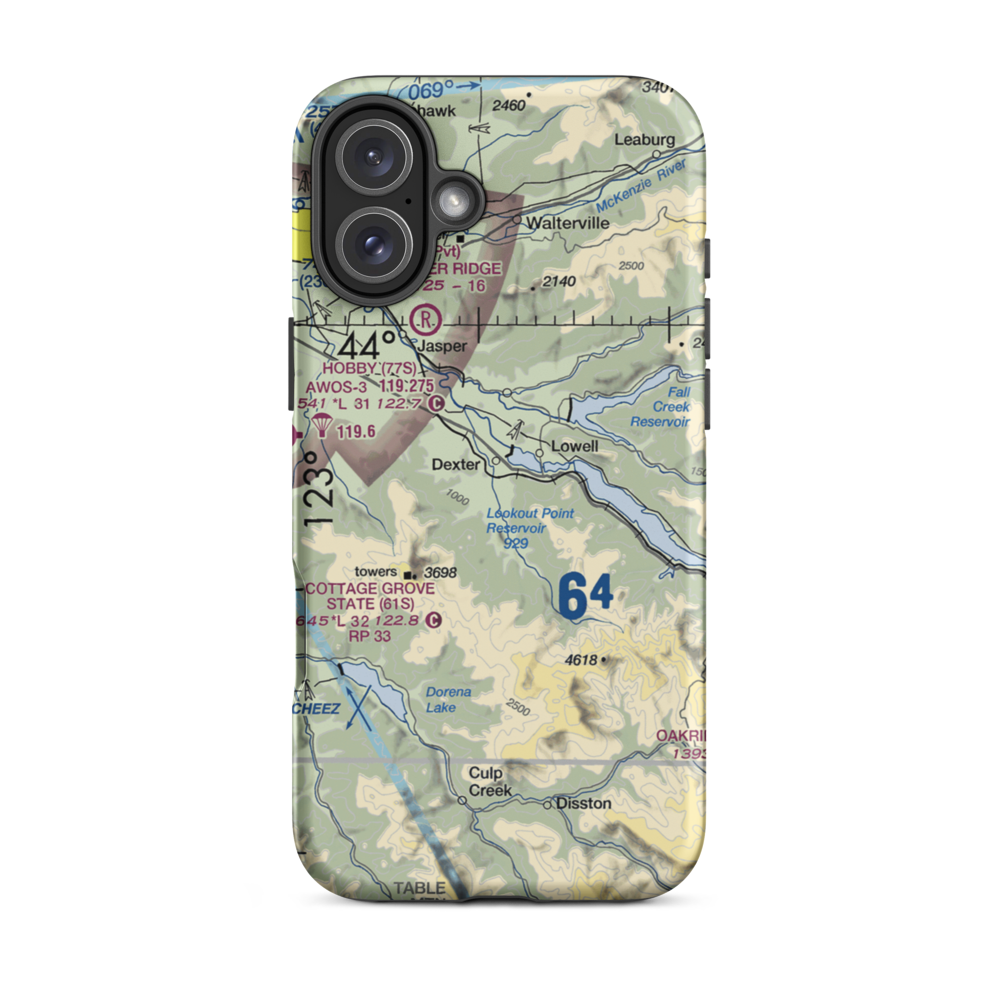 Lost Creek Airport (82OR) VFR Sectional  Tough iPhone Case iPhone 16 Plus model shown