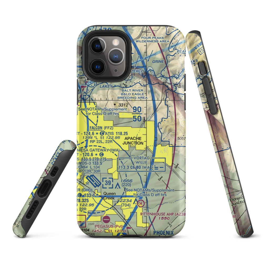Lost Dutchman Heliport (H31) VFR Sectional  Tough iPhone Case iPhone 11 Pro model shown