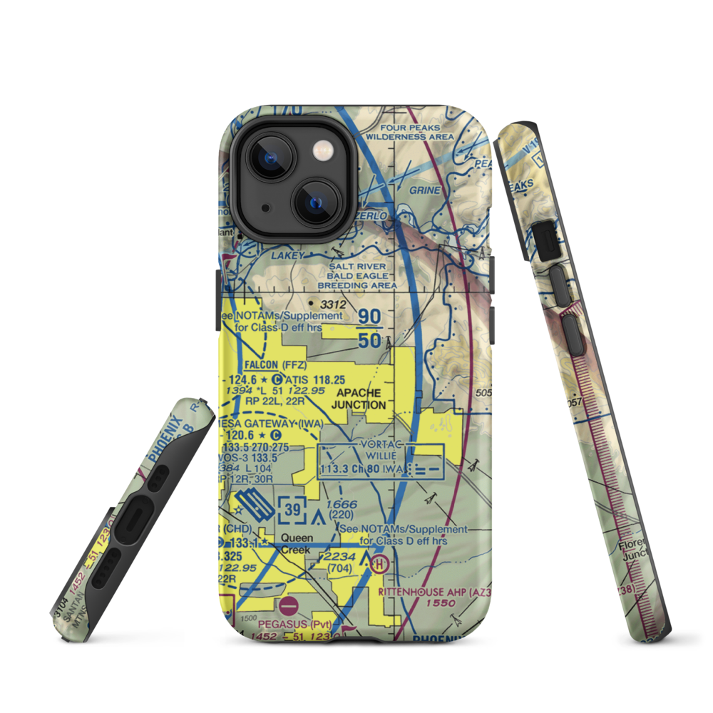 Lost Dutchman Heliport (H31) VFR Sectional  Tough iPhone Case iPhone 14 model shown