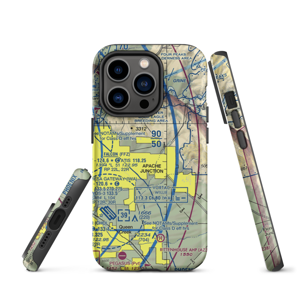 Lost Dutchman Heliport (H31) VFR Sectional  Tough iPhone Case iPhone 14 Pro model shown