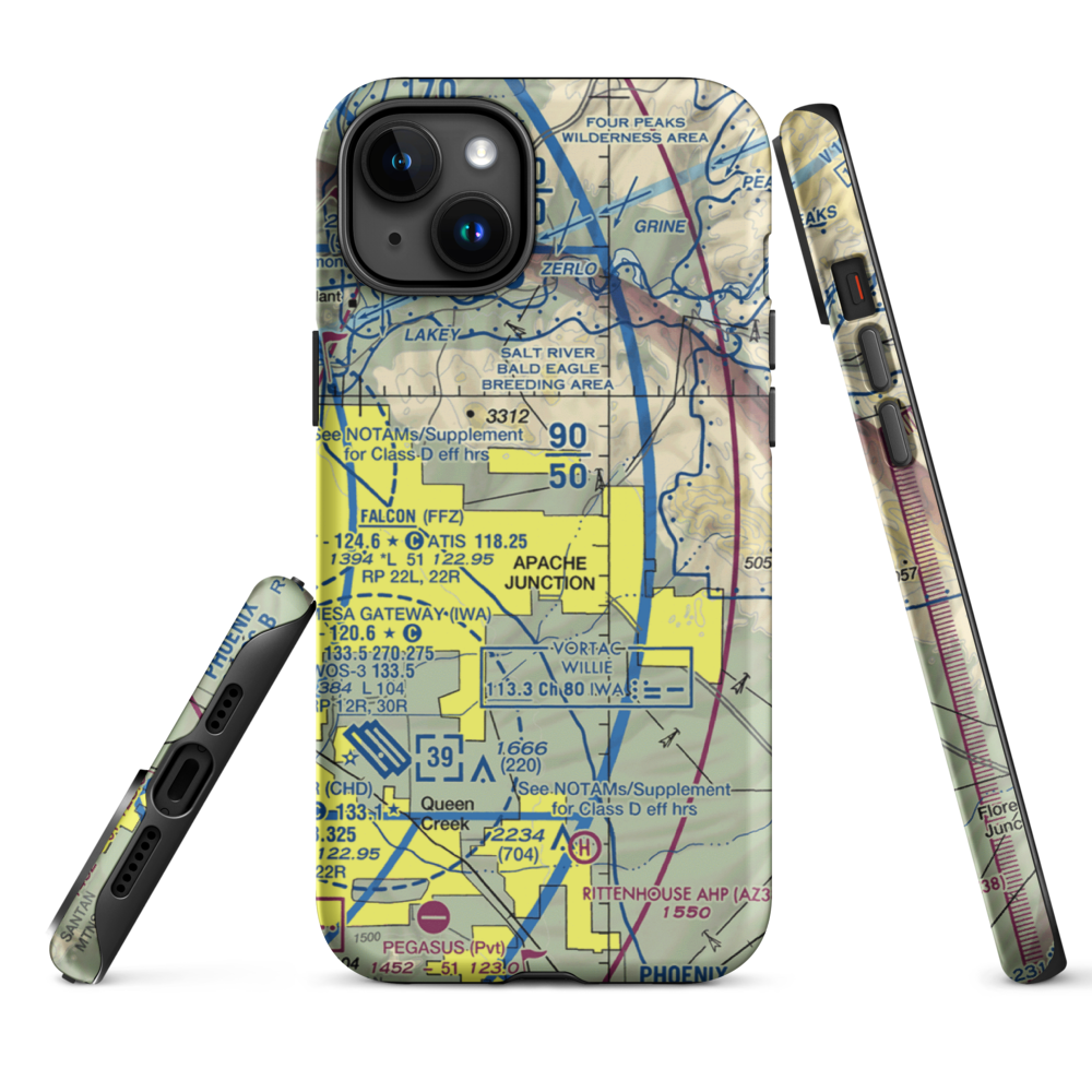 Lost Dutchman Heliport (H31) VFR Sectional  Tough iPhone Case iPhone 15 Plus model shown