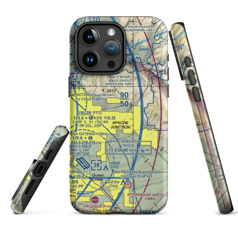 Lost Dutchman Heliport (H31) VFR Sectional  Tough iPhone Case iPhone 15 Pro Max model shown