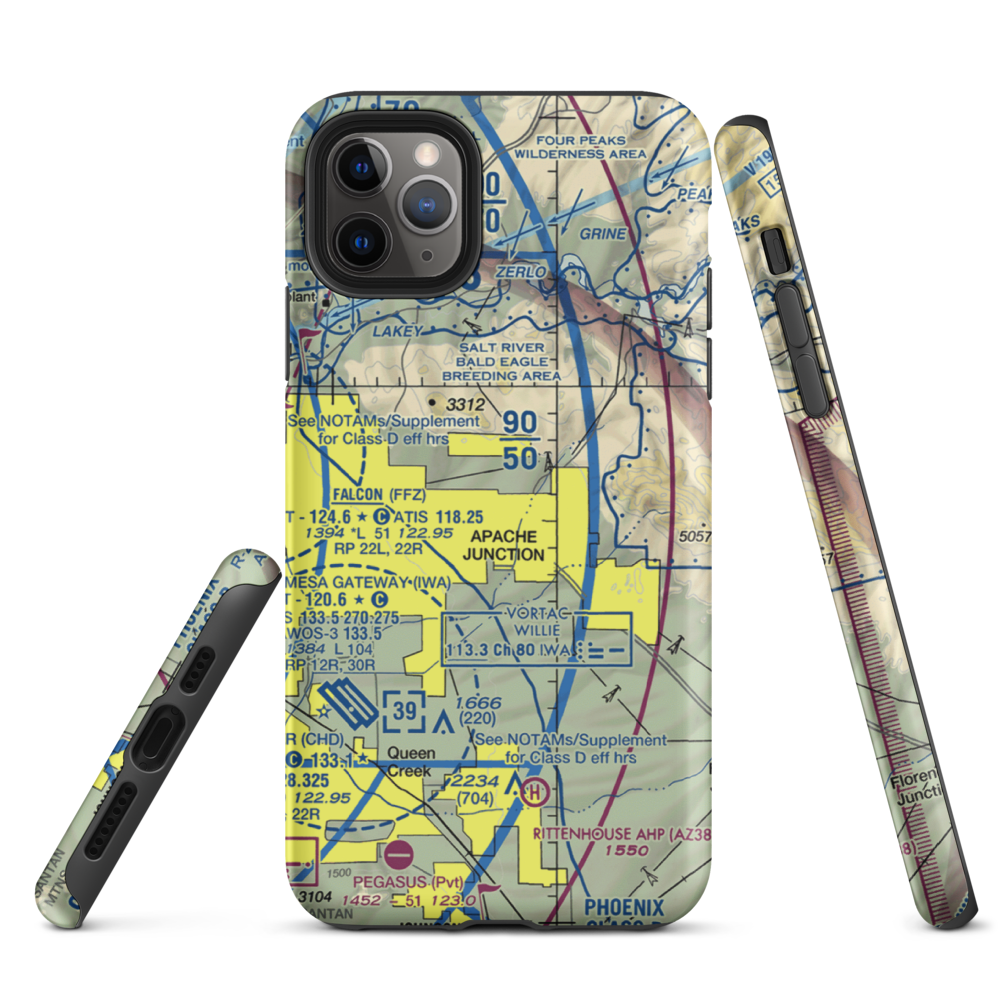 Lost Dutchman Heliport (H31) VFR Sectional  Tough iPhone Case iPhone 11 Pro Max model shown