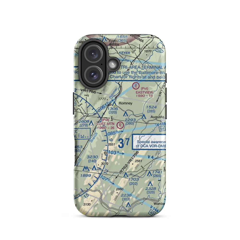 Lost Mountain Airport (WV06) VFR Sectional  Tough iPhone Case iPhone 16 model shown