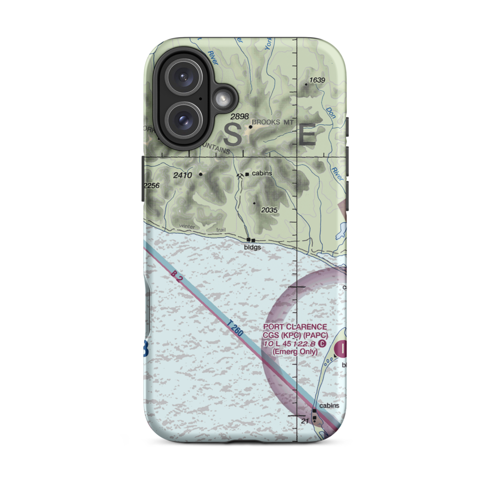 Lost River 1 Airport (LSR) VFR Sectional  Tough iPhone Case iPhone 16 Plus model shown