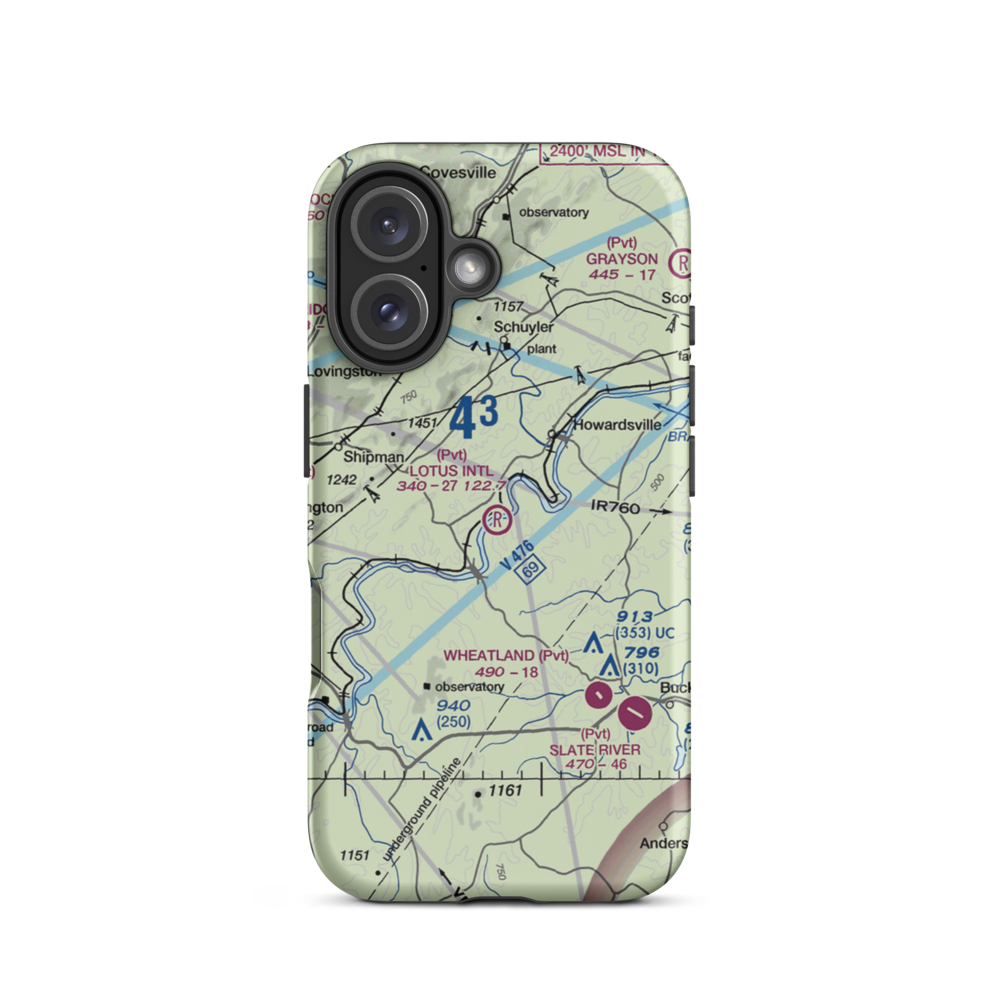 Lotus International Airport (8VA4) VFR Sectional  Tough iPhone Case iPhone 16 model shown