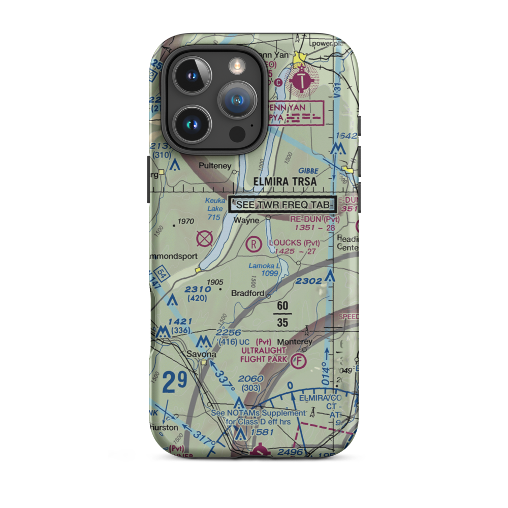 Loucks Airport (25NK) VFR Sectional  Tough iPhone Case iPhone 16 Pro Max model shown