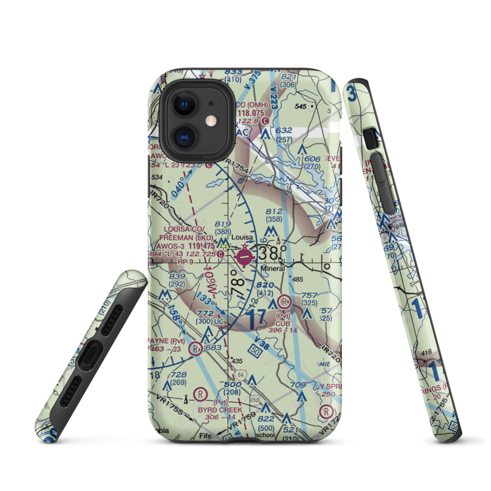 Louisa County Airport/Freeman Field (LKU) VFR Sectional  Tough iPhone Case iPhone 11 model shown