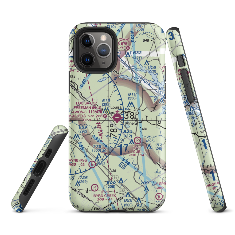 Louisa County Airport/Freeman Field (LKU) VFR Sectional  Tough iPhone Case iPhone 11 Pro model shown