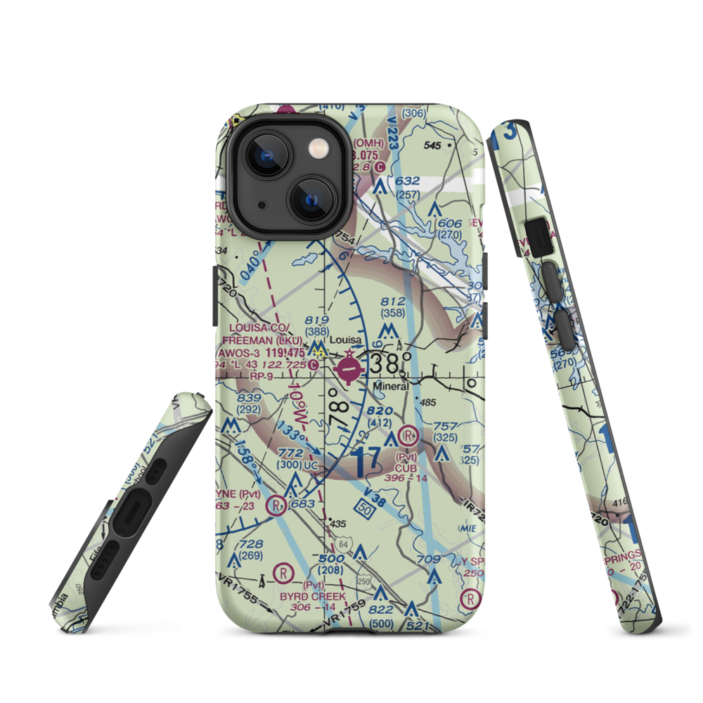 Louisa County Airport/Freeman Field (LKU) VFR Sectional  Tough iPhone Case iPhone 14 model shown