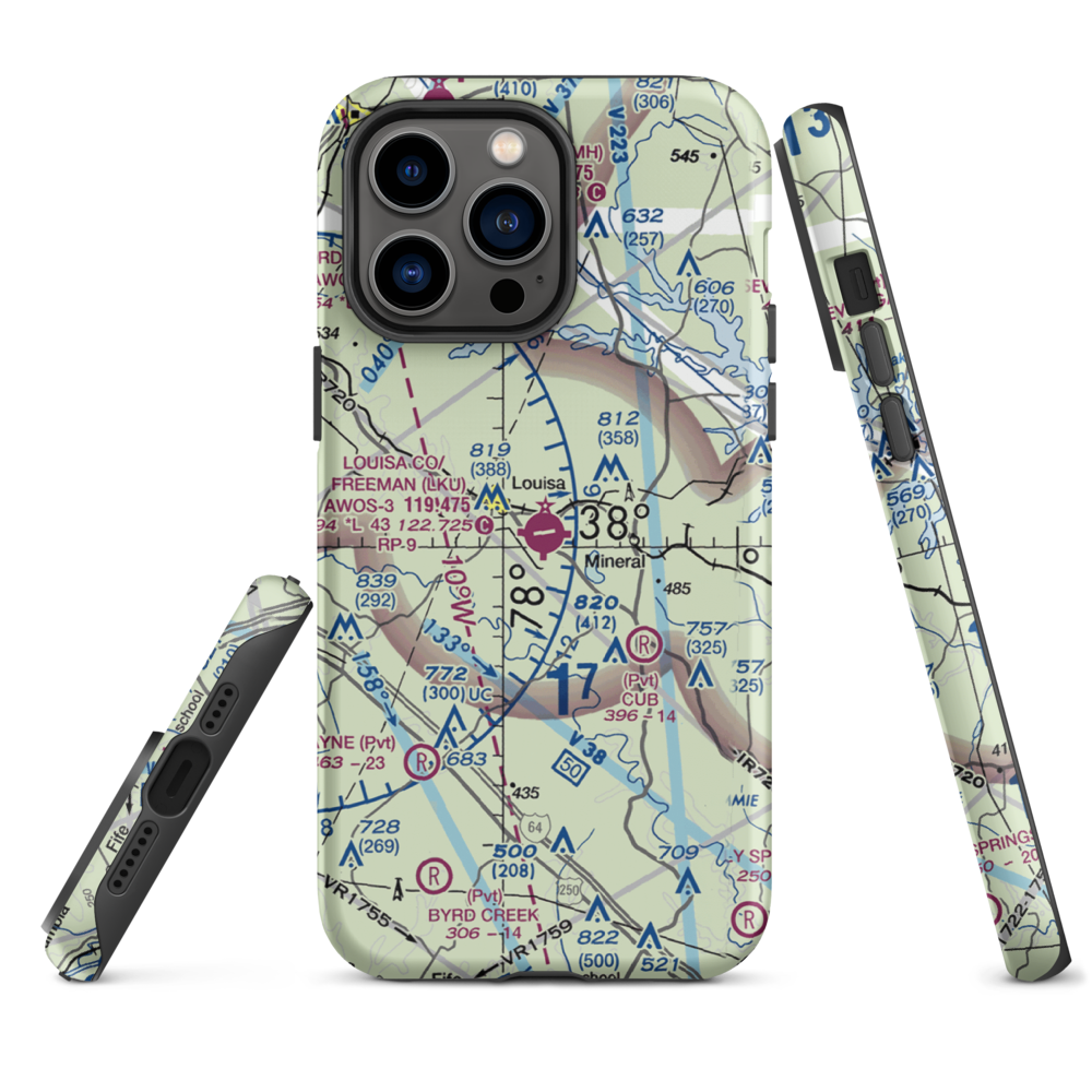 Louisa County Airport/Freeman Field (LKU) VFR Sectional  Tough iPhone Case iPhone 14 Pro Max model shown