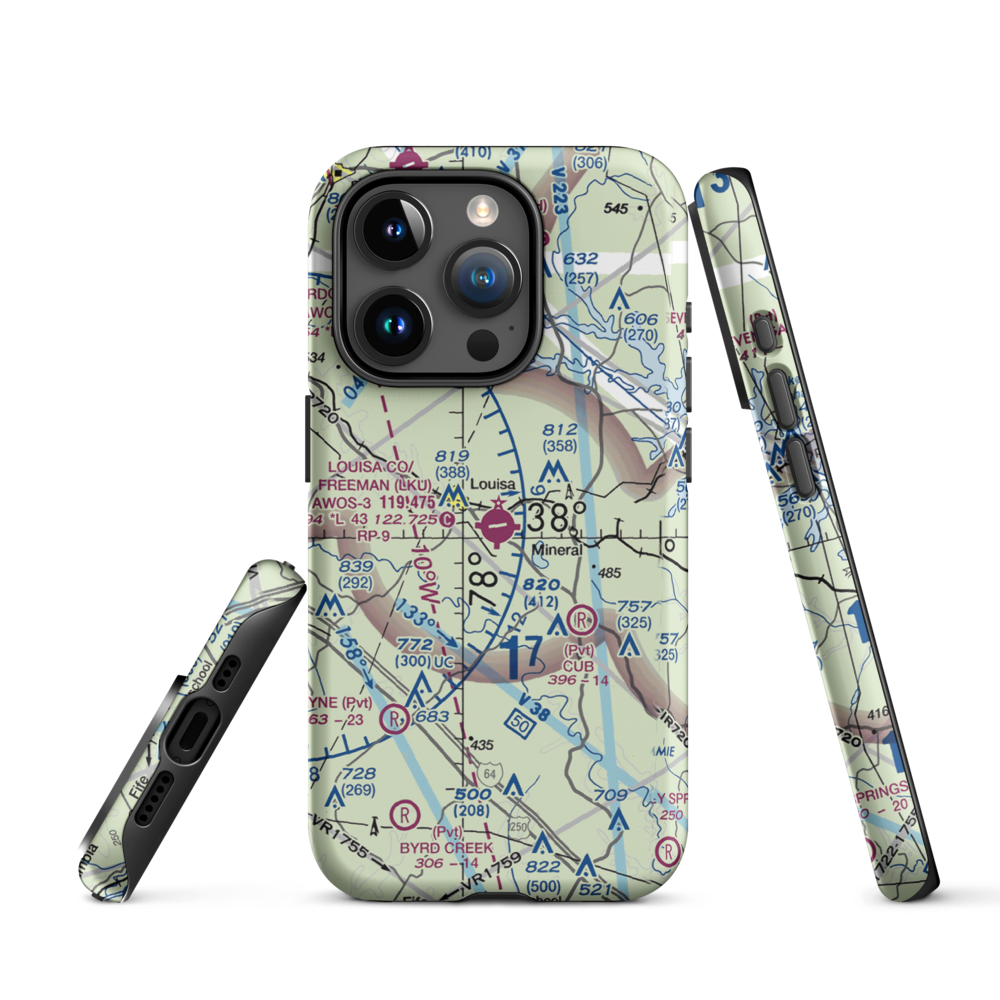 Louisa County Airport/Freeman Field (LKU) VFR Sectional  Tough iPhone Case iPhone 15 Pro model shown