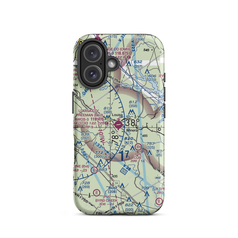 Louisa County Airport/Freeman Field (LKU) VFR Sectional  Tough iPhone Case iPhone 16 model shown