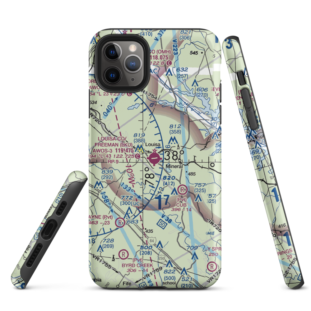 Louisa County Airport/Freeman Field (LKU) VFR Sectional  Tough iPhone Case iPhone 11 Pro Max model shown
