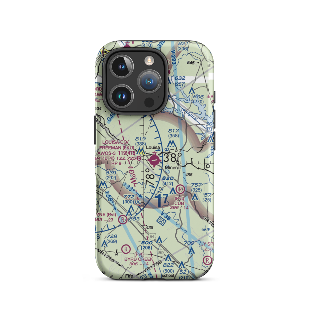 Louisa County Airport/Freeman Field (LKU) VFR Sectional  Tough iPhone Case iPhone 16 Pro model shown