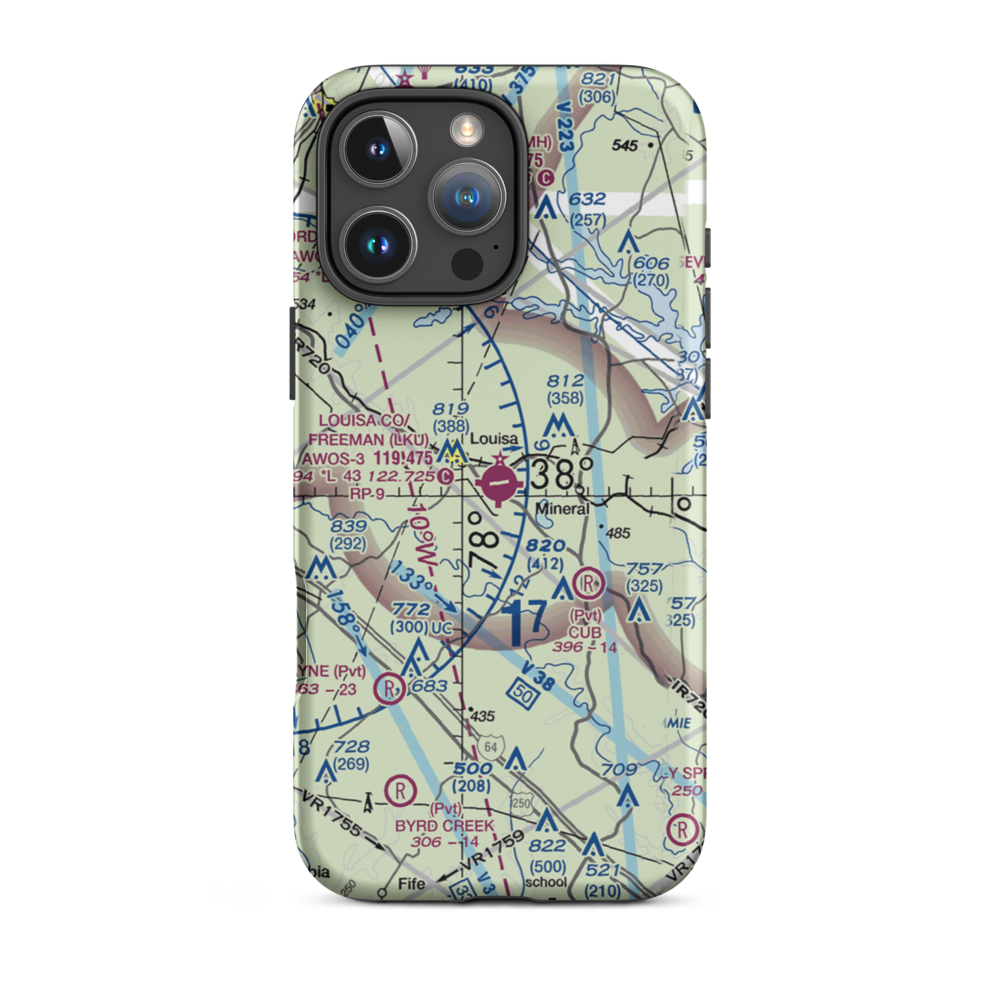 Louisa County Airport/Freeman Field (LKU) VFR Sectional  Tough iPhone Case iPhone 16 Pro Max model shown
