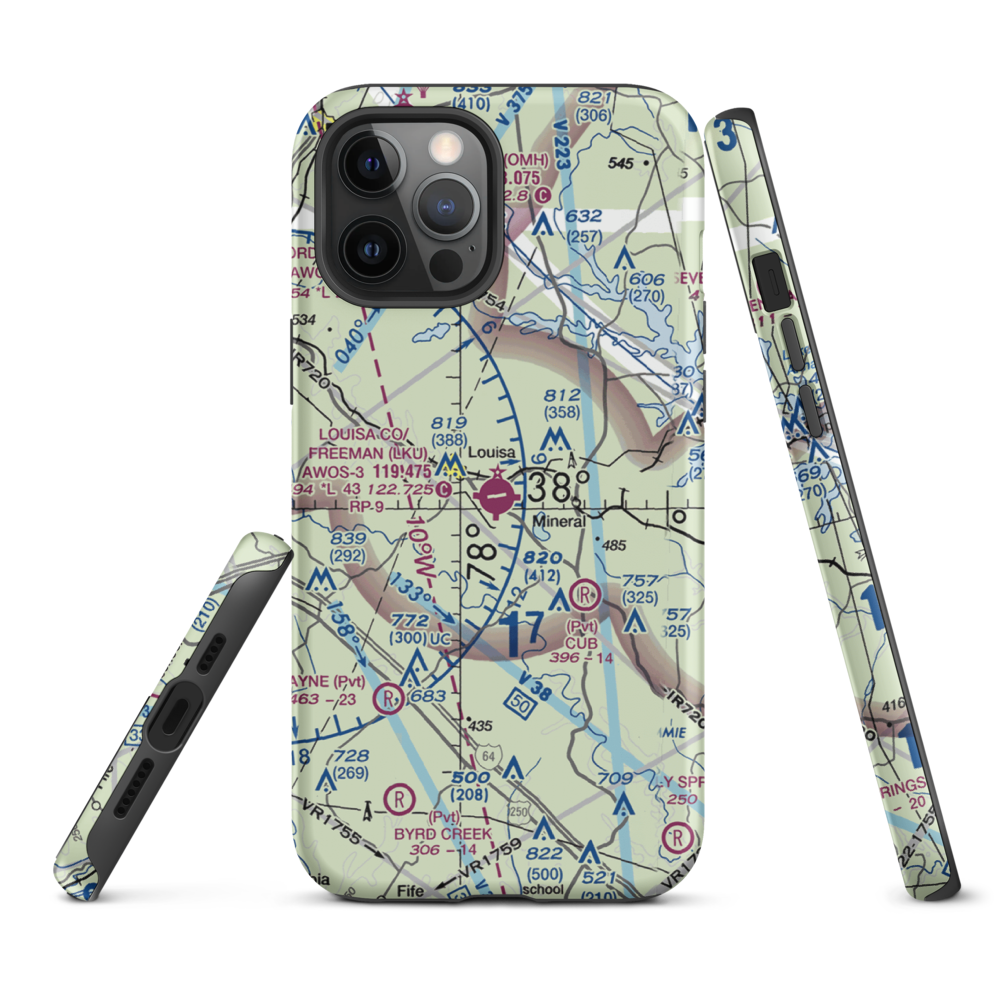 Louisa County Airport/Freeman Field (LKU) VFR Sectional  Tough iPhone Case iPhone 12 Pro Max model shown