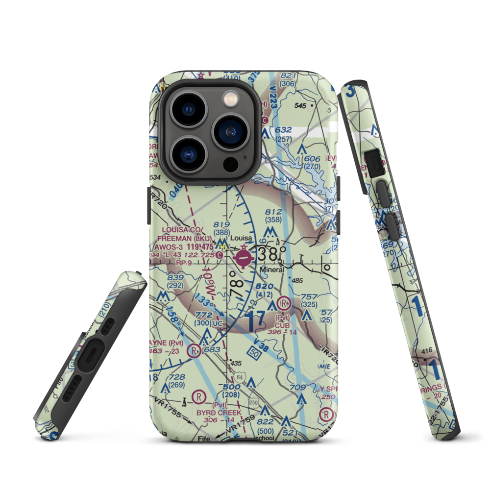 Louisa County Airport/Freeman Field (LKU) VFR Sectional  Tough iPhone Case iPhone 13 Pro model shown