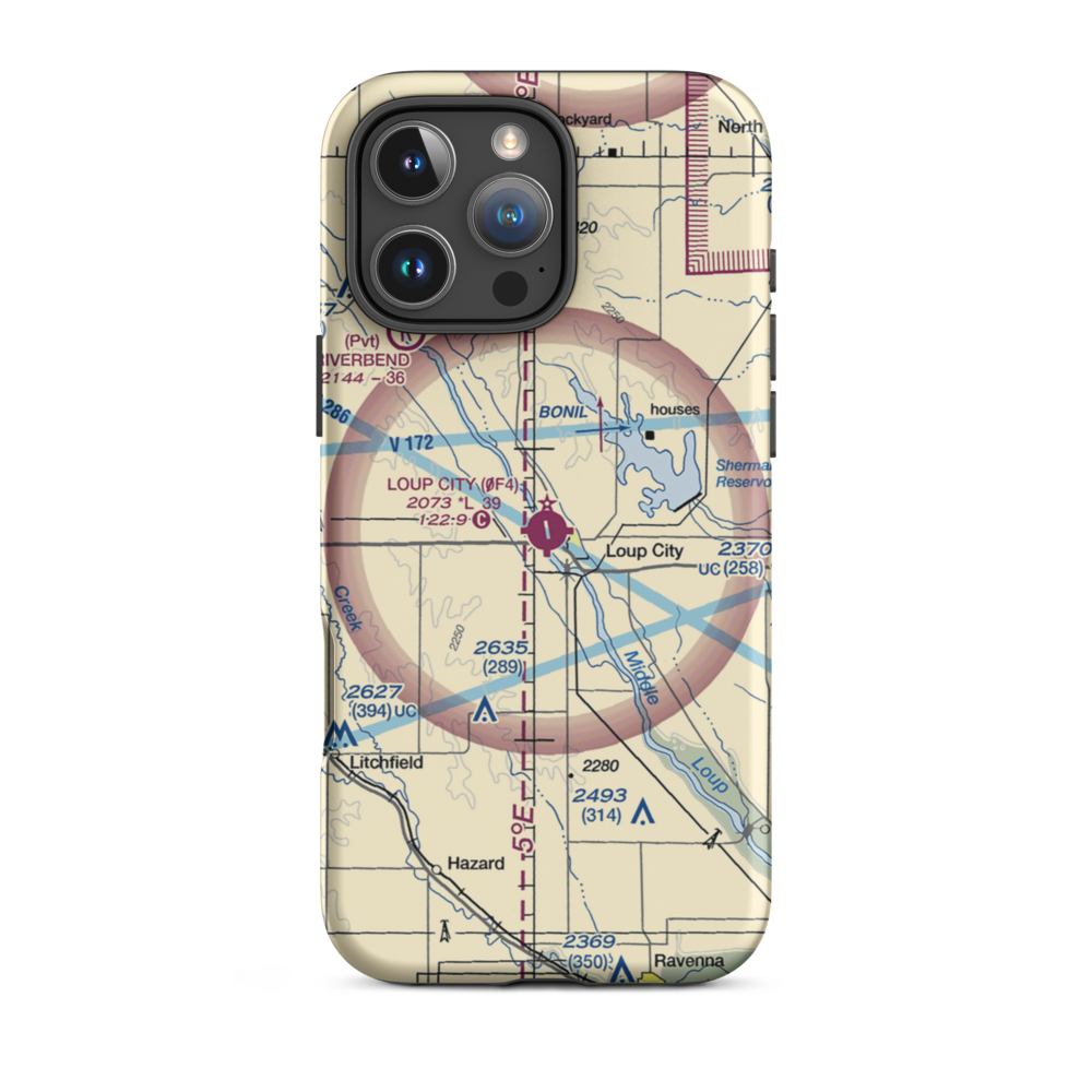 Loup City Municipal Airport (0F4) VFR Sectional  Tough iPhone Case iPhone 16 Pro Max model shown