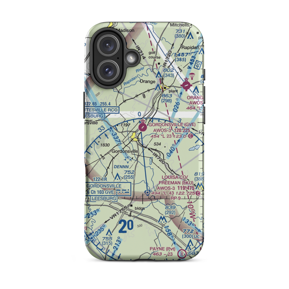 Lous Airport (VA45) VFR Sectional  Tough iPhone Case iPhone 16 Plus model shown