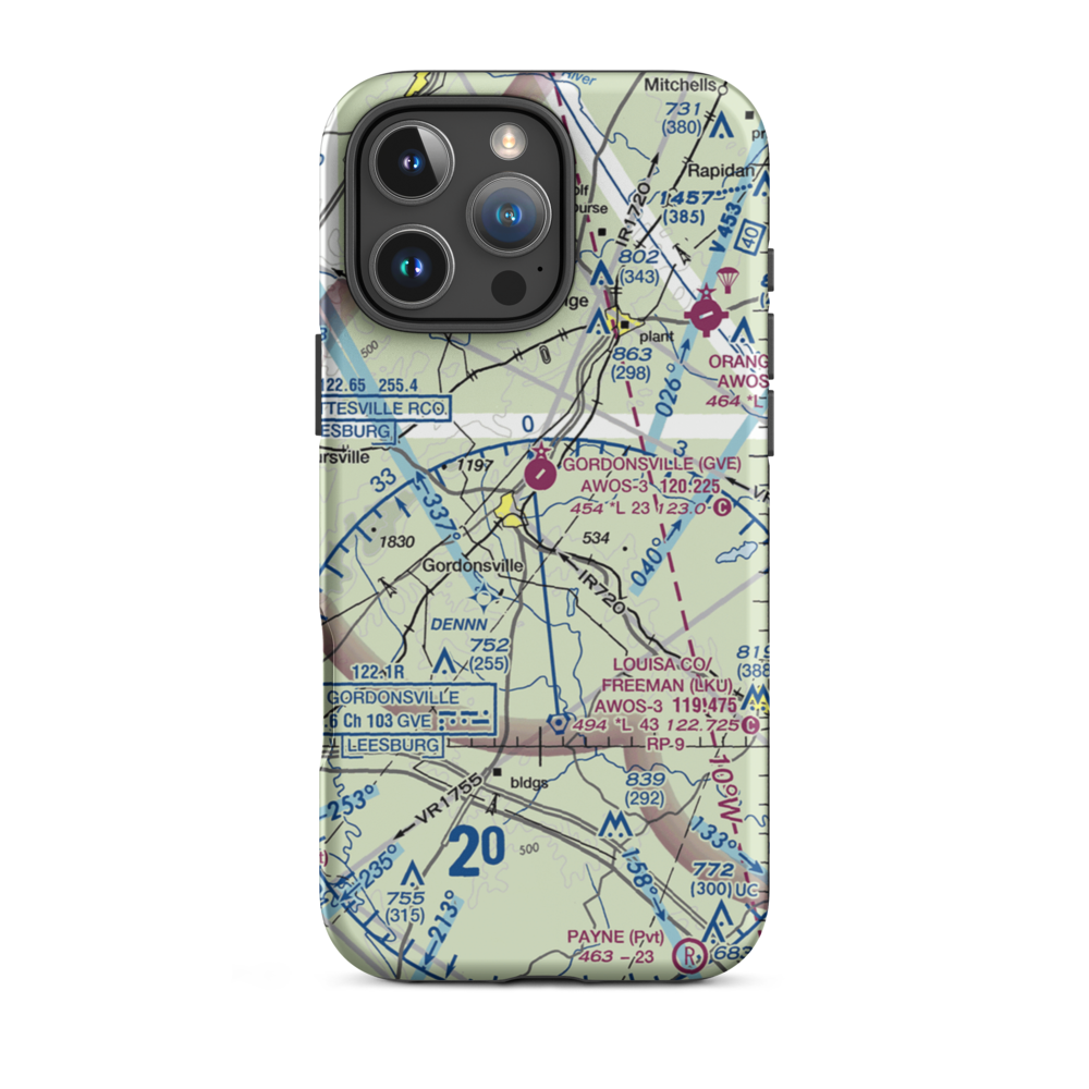 Lous Airport (VA45) VFR Sectional  Tough iPhone Case iPhone 16 Pro Max model shown