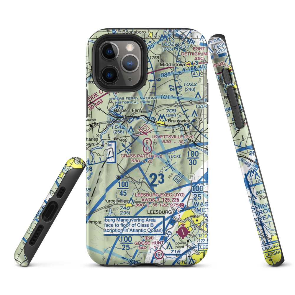 Lovettsville Airfield (VA61) VFR Sectional  Tough iPhone Case iPhone 11 Pro model shown