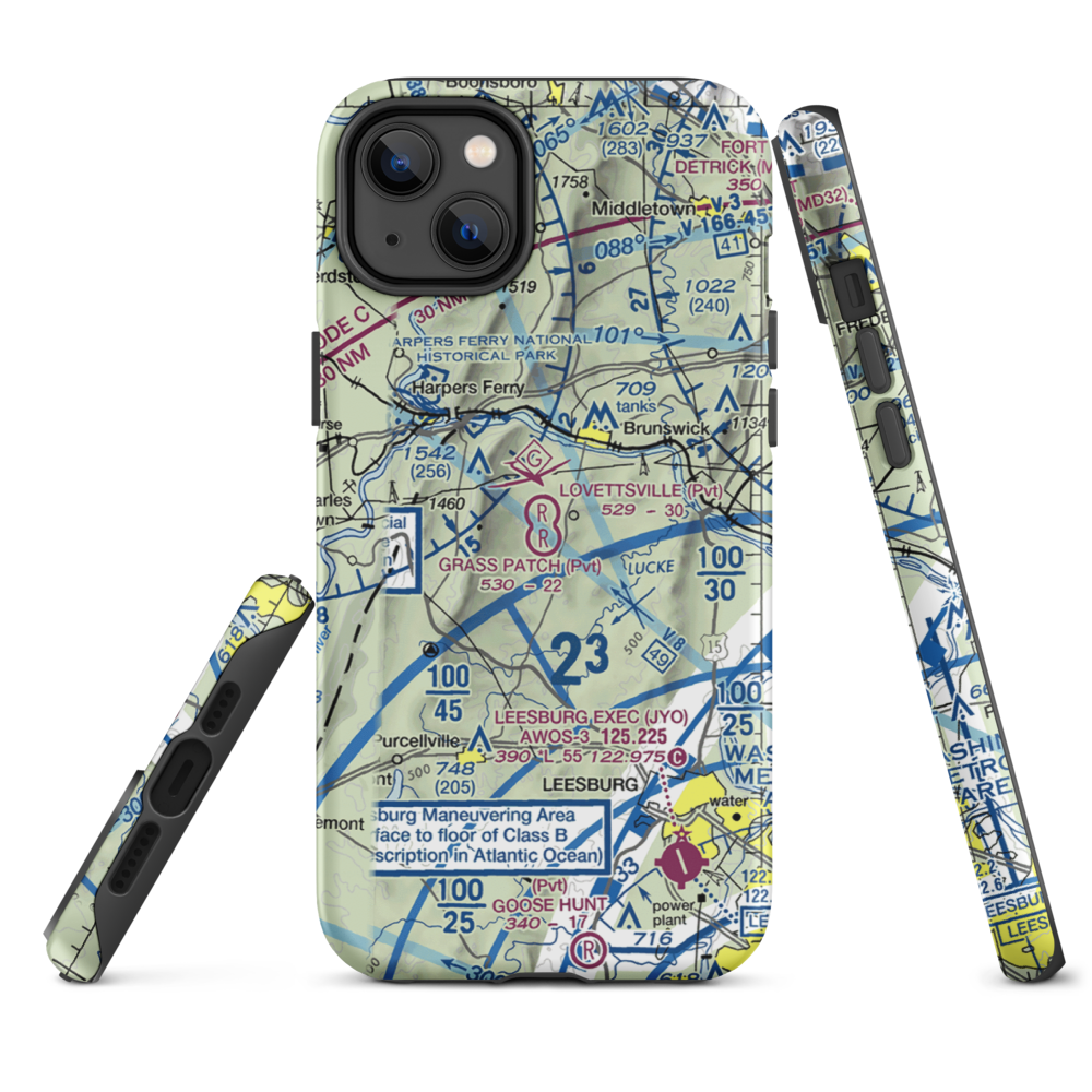 Lovettsville Airfield (VA61) VFR Sectional  Tough iPhone Case iPhone 14 Plus model shown