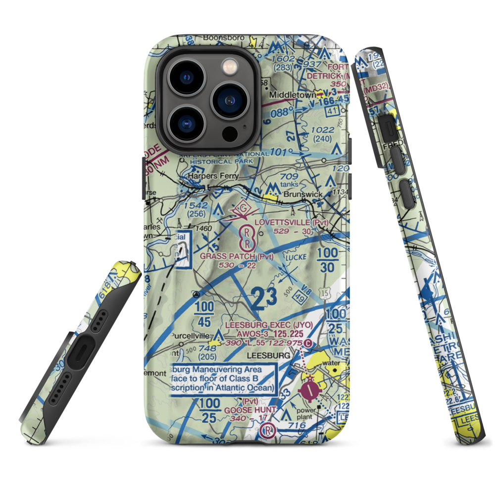 Lovettsville Airfield (VA61) VFR Sectional  Tough iPhone Case iPhone 14 Pro Max model shown