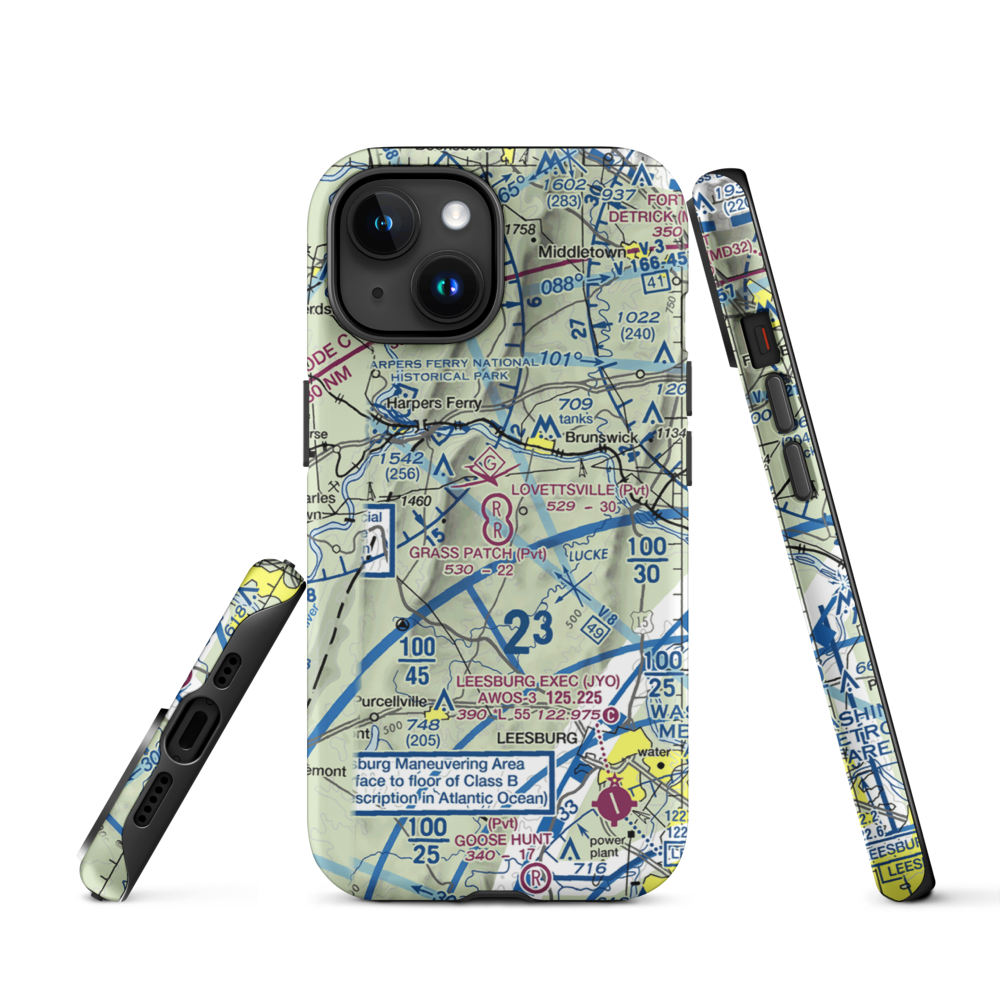 Lovettsville Airfield (VA61) VFR Sectional  Tough iPhone Case iPhone 15 model shown