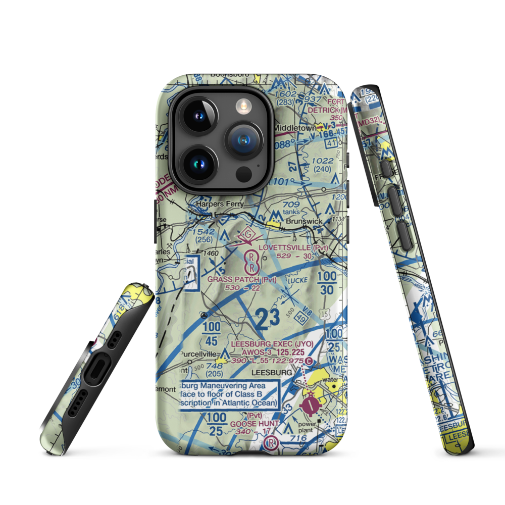 Lovettsville Airfield (VA61) VFR Sectional  Tough iPhone Case iPhone 15 Pro model shown