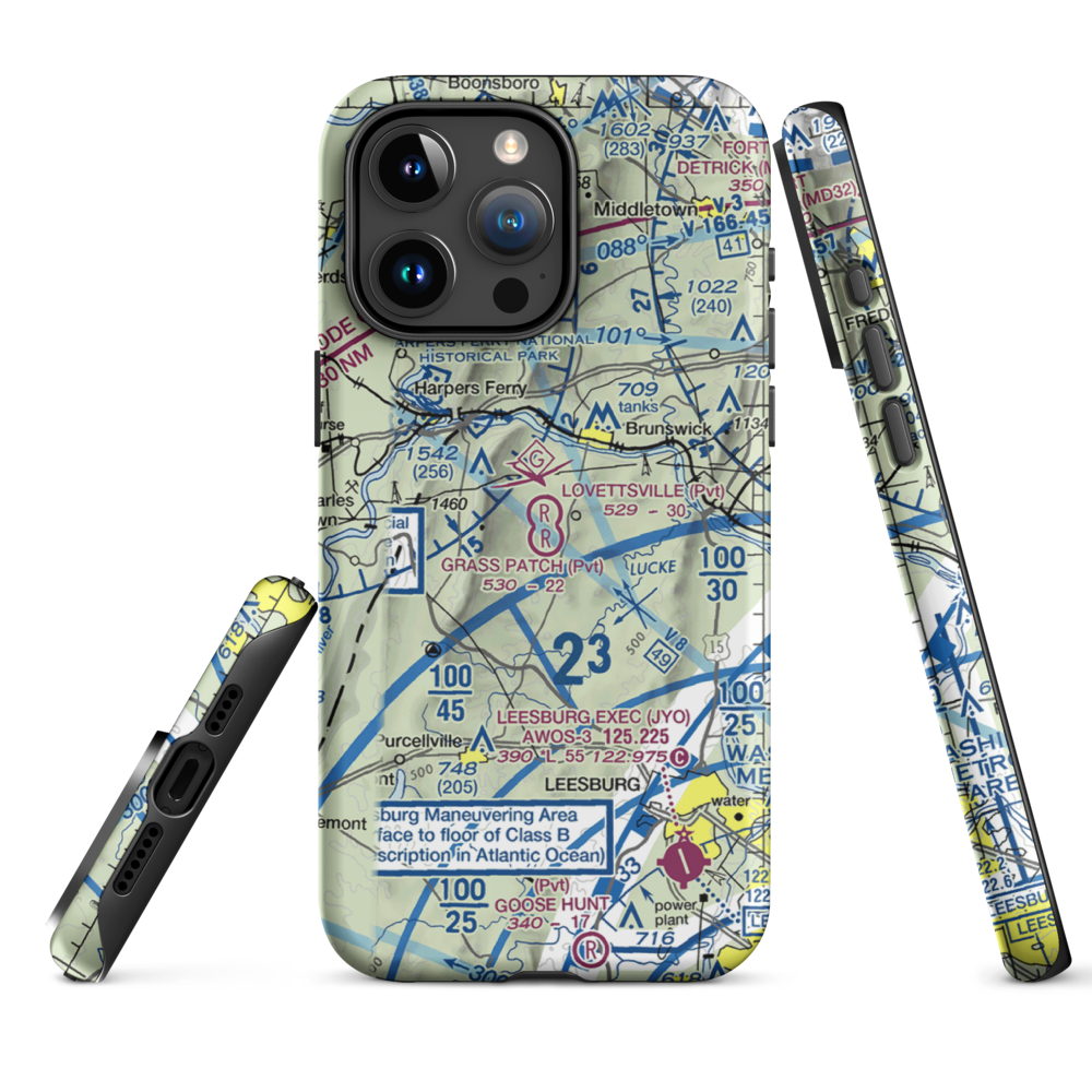 Lovettsville Airfield (VA61) VFR Sectional  Tough iPhone Case iPhone 15 Pro Max model shown