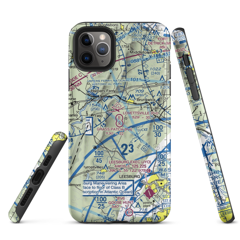 Lovettsville Airfield (VA61) VFR Sectional  Tough iPhone Case iPhone 11 Pro Max model shown