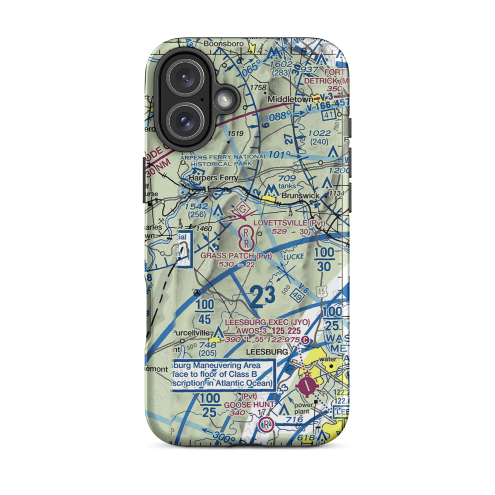 Lovettsville Airfield (VA61) VFR Sectional  Tough iPhone Case iPhone 16 Plus model shown