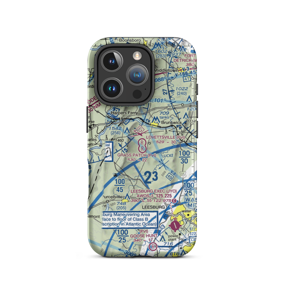 Lovettsville Airfield (VA61) VFR Sectional  Tough iPhone Case iPhone 16 Pro model shown