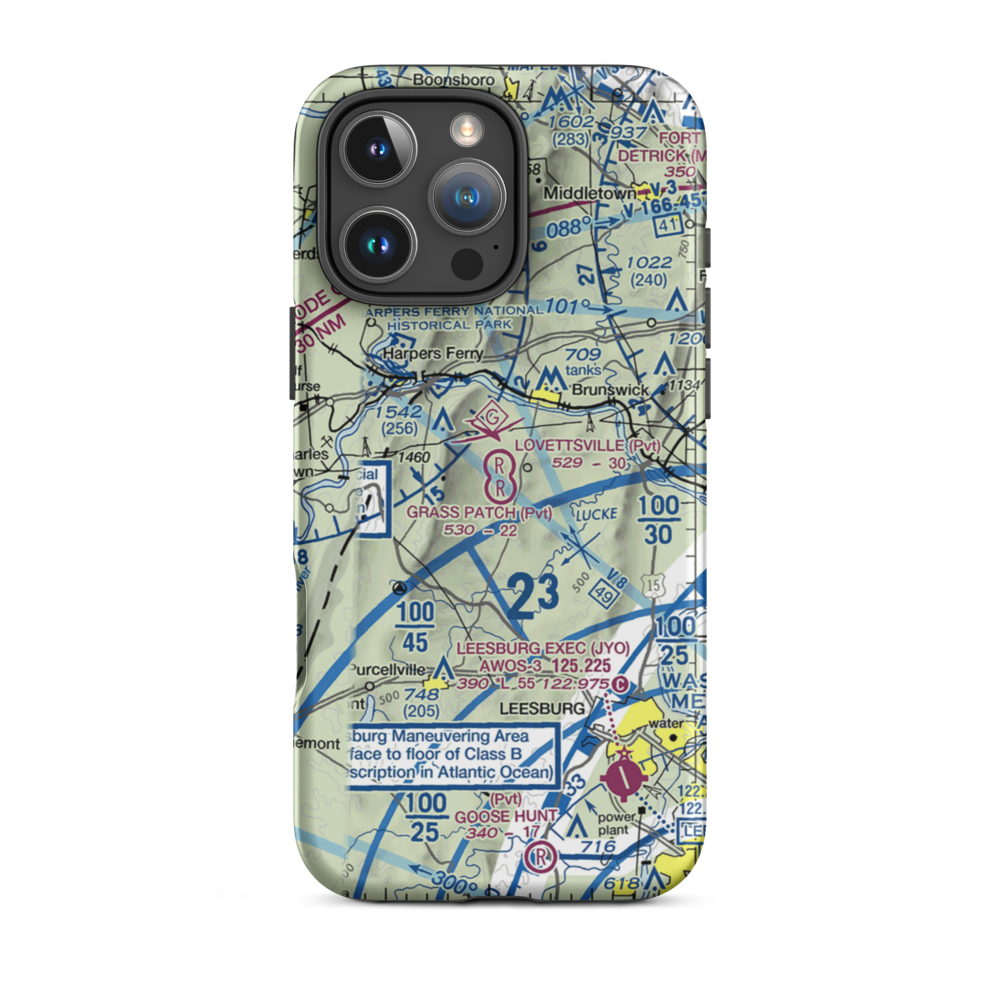Lovettsville Airfield (VA61) VFR Sectional  Tough iPhone Case iPhone 16 Pro Max model shown
