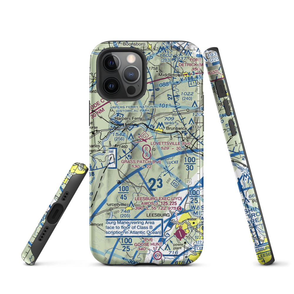 Lovettsville Airfield (VA61) VFR Sectional  Tough iPhone Case iPhone 12 Pro model shown