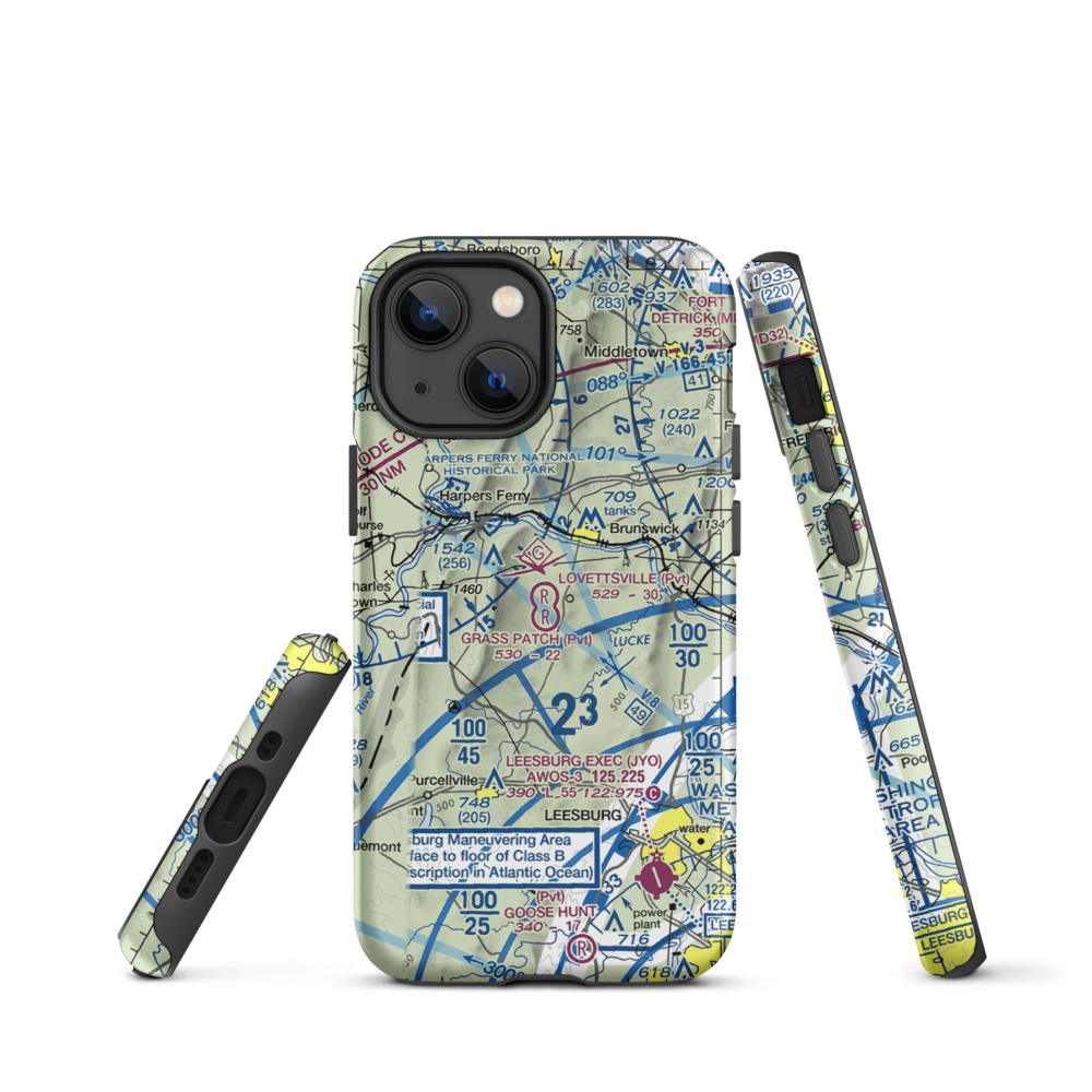 Lovettsville Airfield (VA61) VFR Sectional  Tough iPhone Case iPhone 13 mini model shown