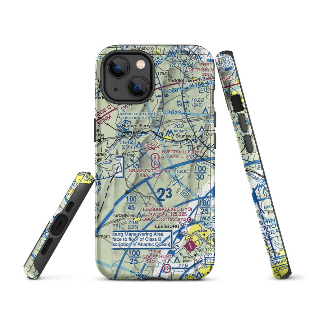 Lovettsville Airfield (VA61) VFR Sectional  Tough iPhone Case iPhone 13 model shown