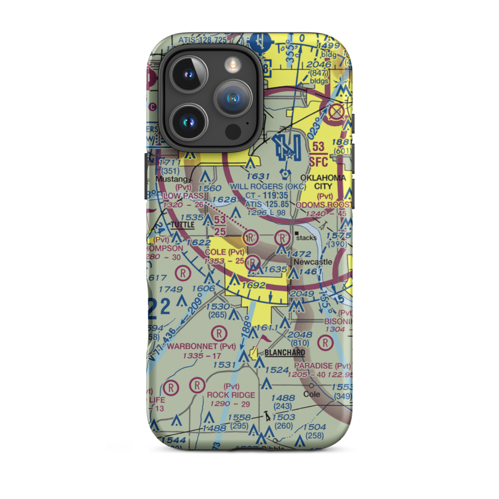 Low Pass Airport (4OK4) VFR Sectional  Tough iPhone Case iPhone 16 Pro Max model shown