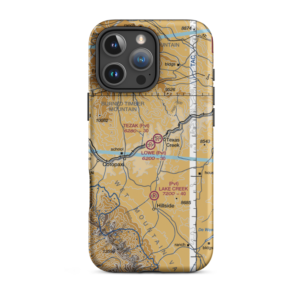 Lowe Airstrip (CD01) VFR Sectional  Tough iPhone Case iPhone 16 Pro Max model shown