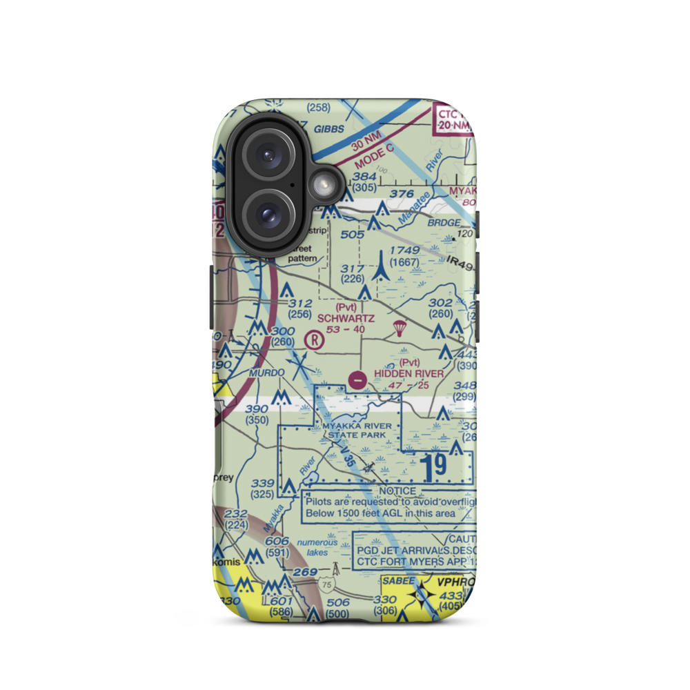 Lowe's Airport (FA77) VFR Sectional  Tough iPhone Case iPhone 16 model shown