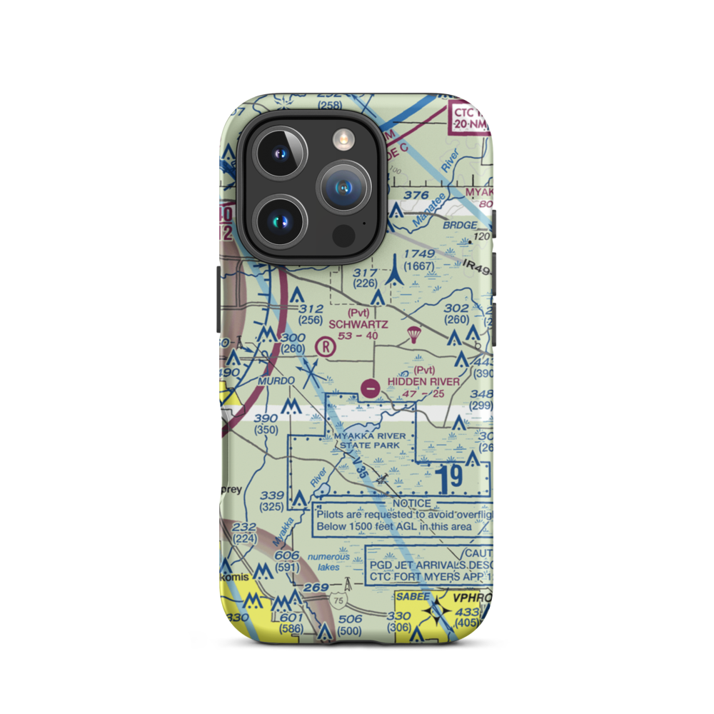 Lowe's Airport (FA77) VFR Sectional  Tough iPhone Case iPhone 16 Pro model shown